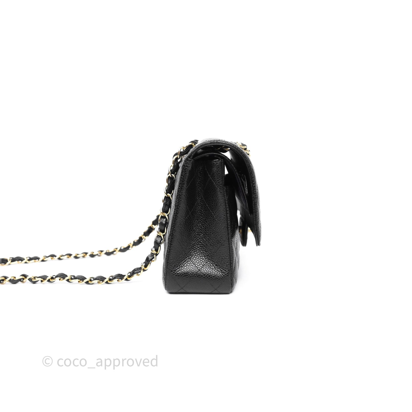 Chanel M/L Medium Classic Flap Quilted Black Caviar Gold Hardware