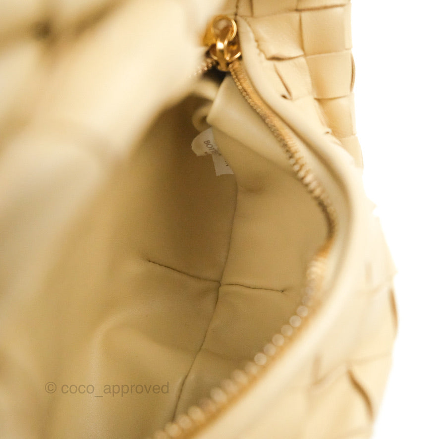 Bottega Veneta Intrecciato Mini Jodie Clutch Bag Porridge Lambskin Gold Hardware