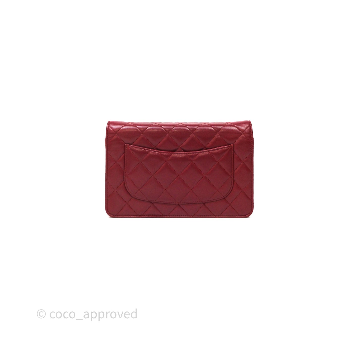 Chanel Quilted Wallet on Chain WOC Red Lambskin Silver Hardware