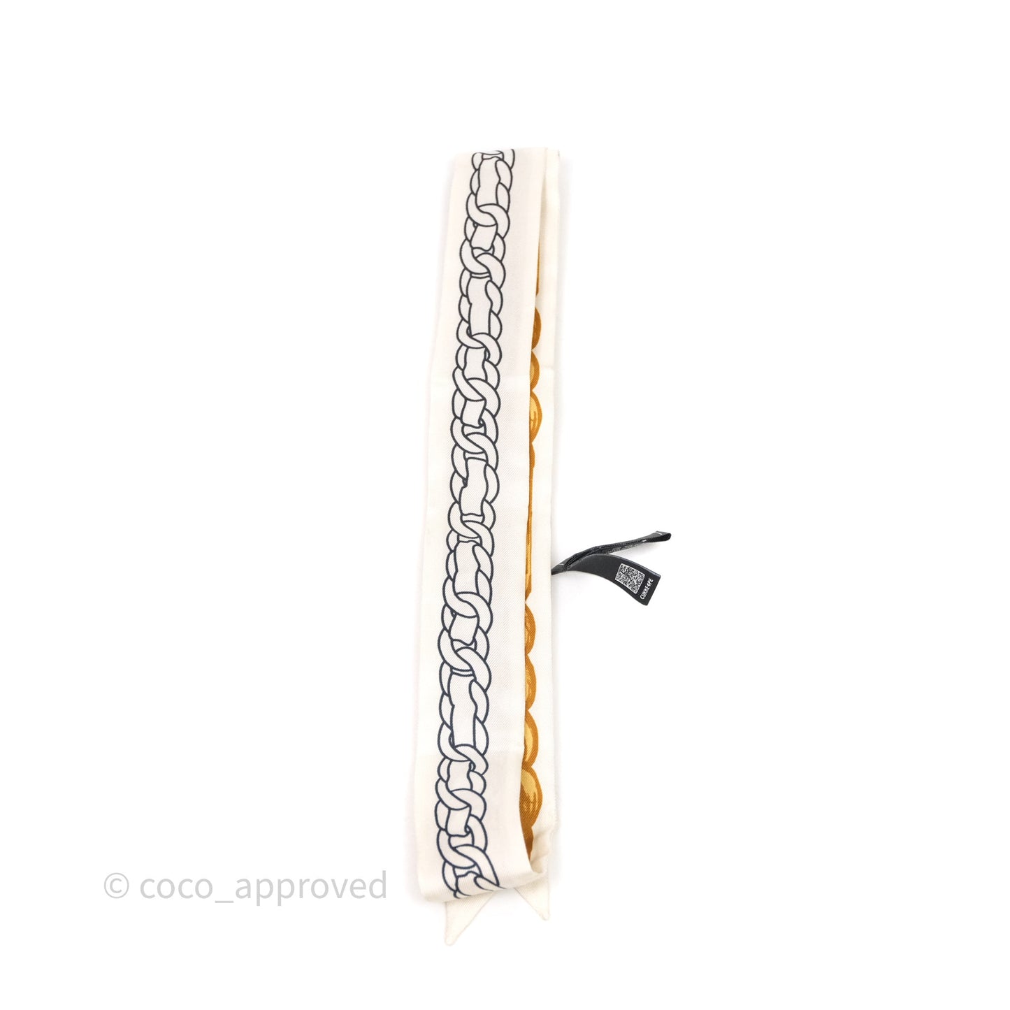 Chanel Slim Bandeau Silk Twilly Chain Pattern Ivory