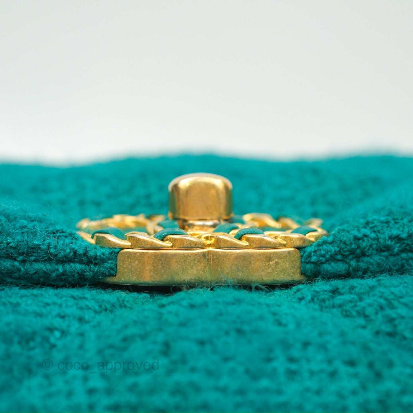 Chanel 19 Small Teal Green Tweed Mixed Hardware