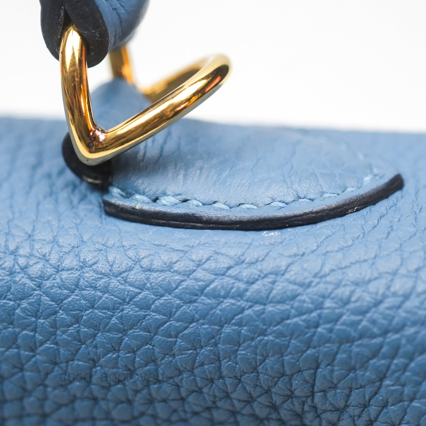 Hermes Kelly 25 Togo Bleu Azur 7R Gold Hardware