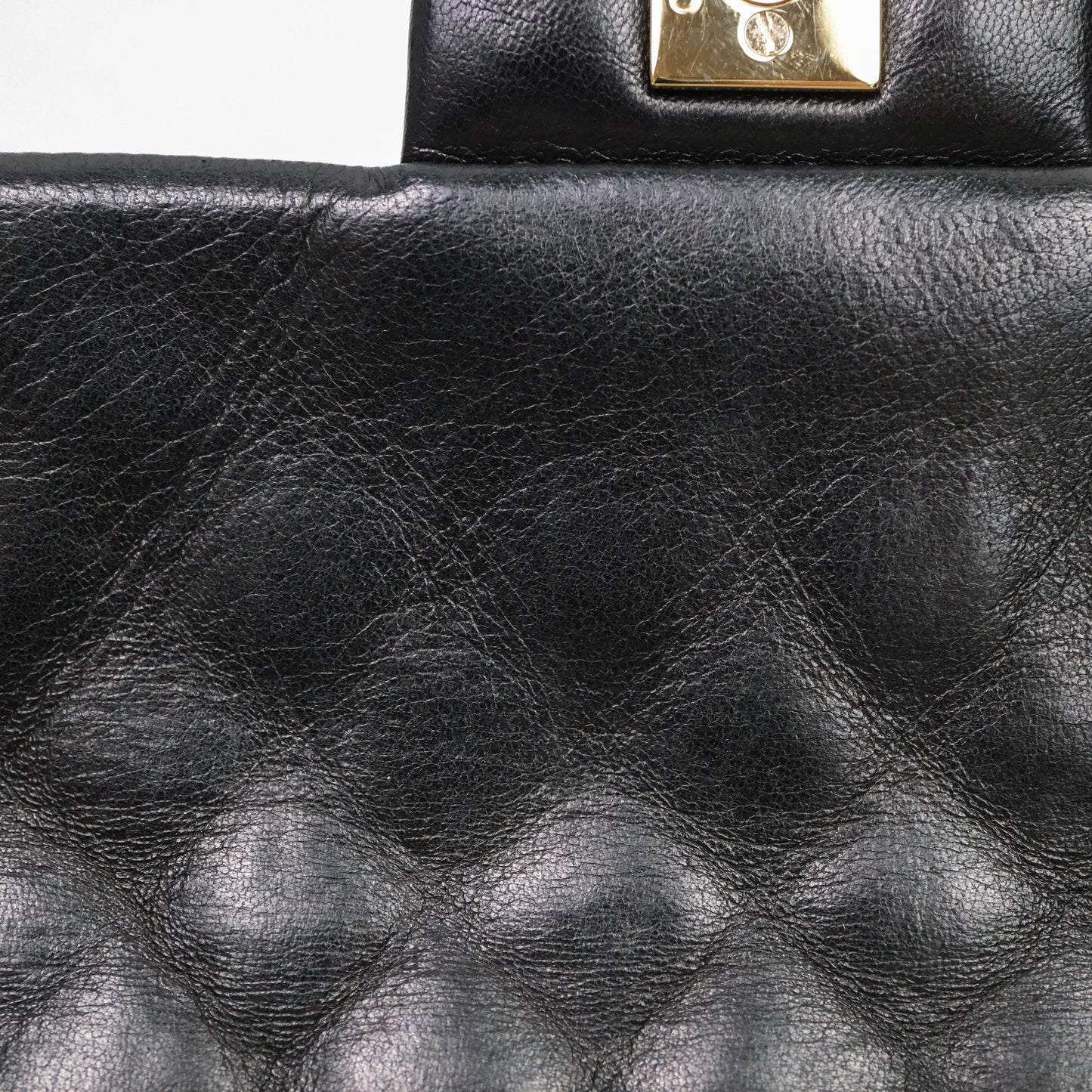 Chanel Quilted East West With Charm Flap Bag Lambskin Black Gold Hardware