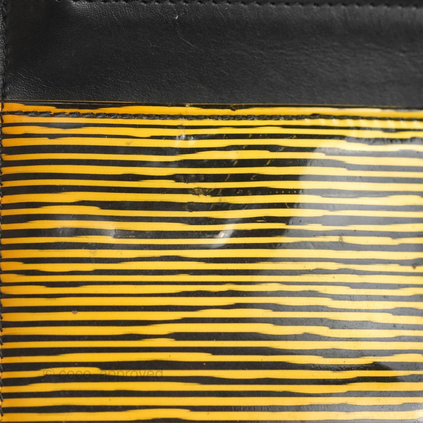 Chanel Wallet on Chain Yellow Black Striped Patent Silver Hardware