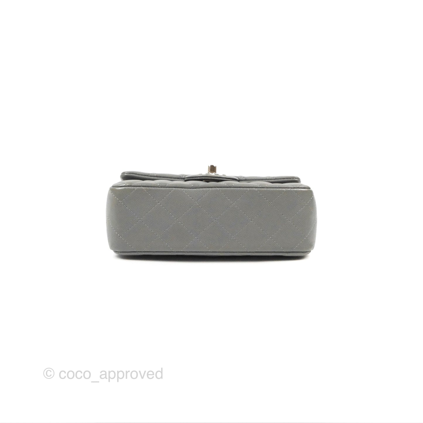Chanel Quilted Mini Rectangular Flap Grey Caviar Silver Hardware 17B