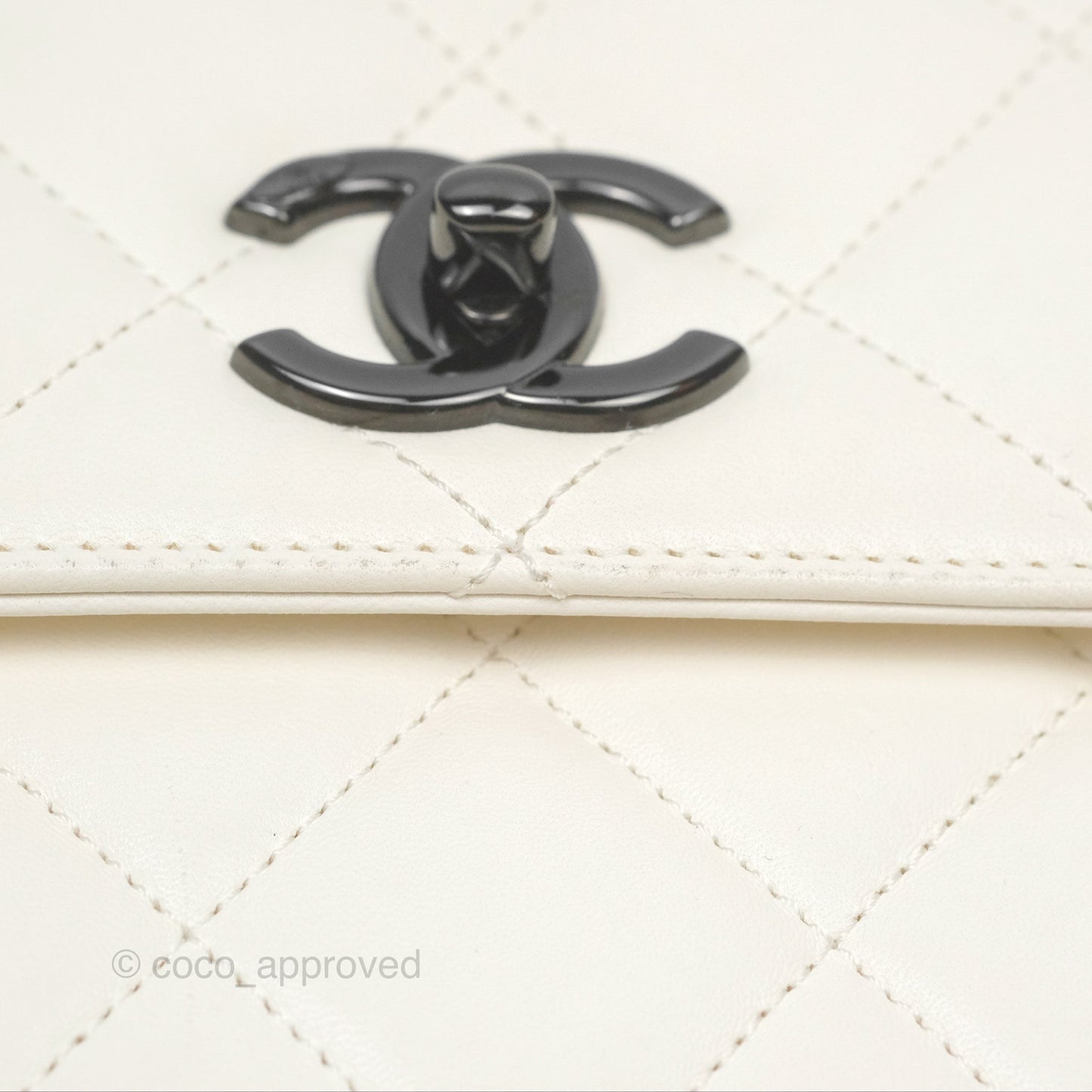Chanel Trendy CC Small White Lambskin Black Hardware