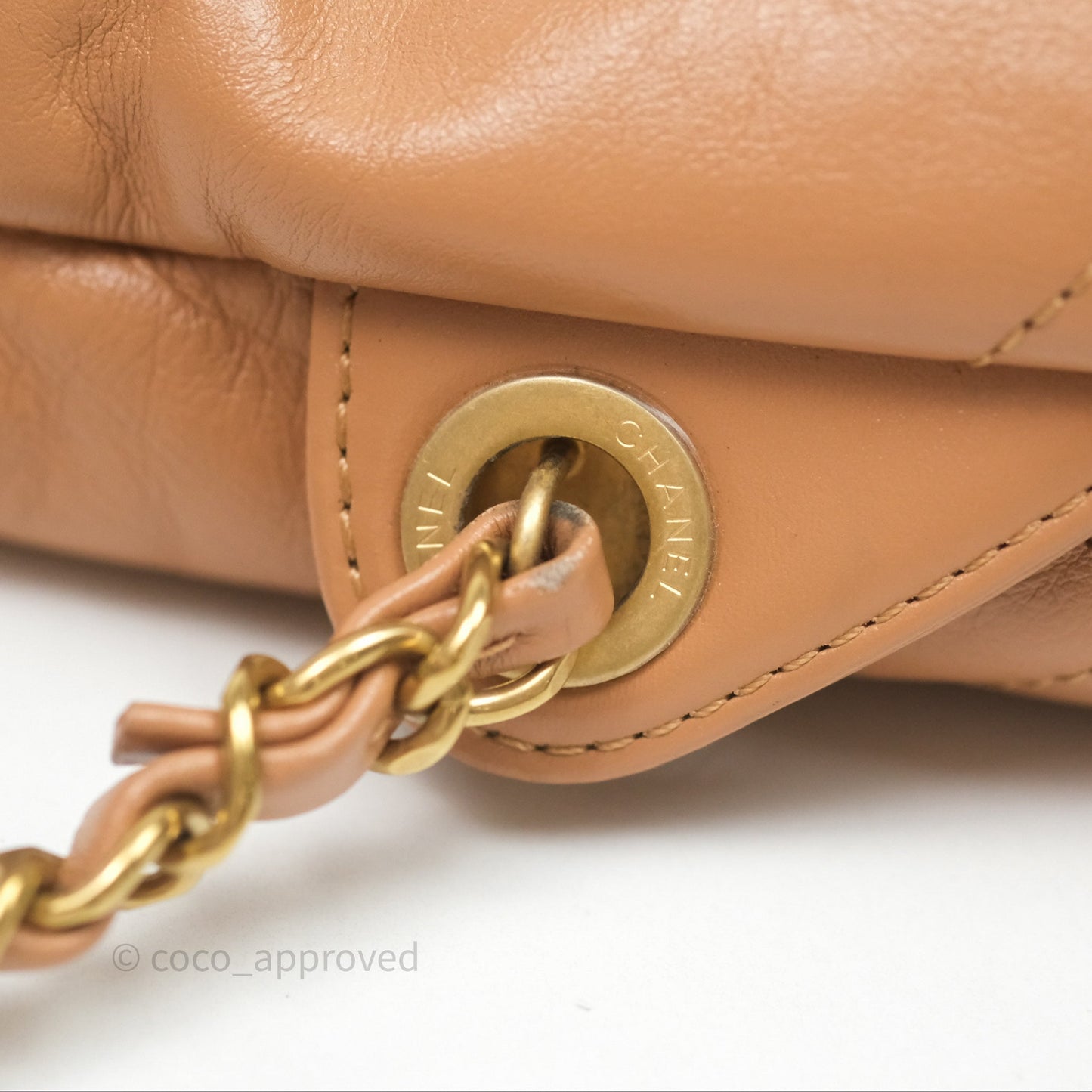Chanel 22 Small Backpack Camel Shiny Calfskin Gold Hardware