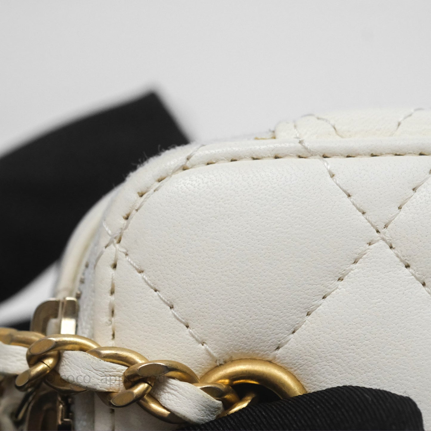 Chanel Mini Pearl Crush Vanity With Chain Ivory White Aged Gold Hardware