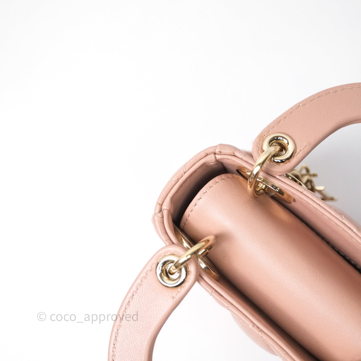 Christian Dior Micro Lady Dior Pink Beige Cannage Calfskin Gold Hardware