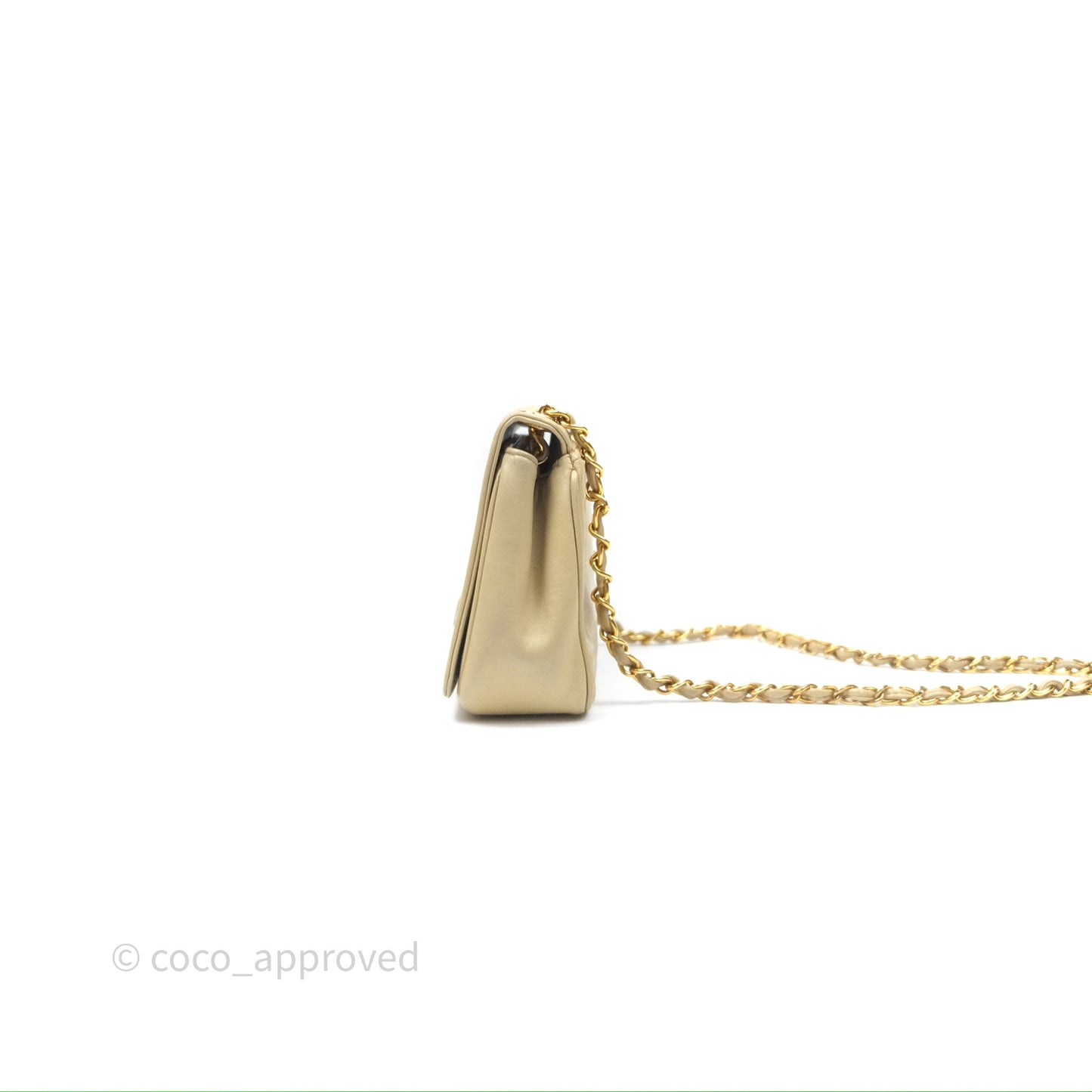 Chanel Vintage CC Flap Bag Beige Lambskin Gold Hardware