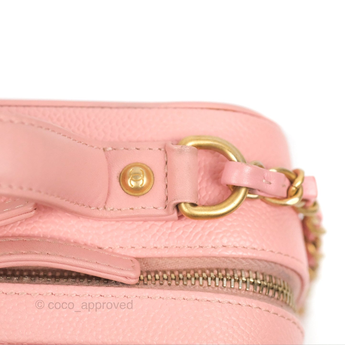 Chanel Quilted Medium CC Filigree Vanity Case Pink Caviar Gold Hardware