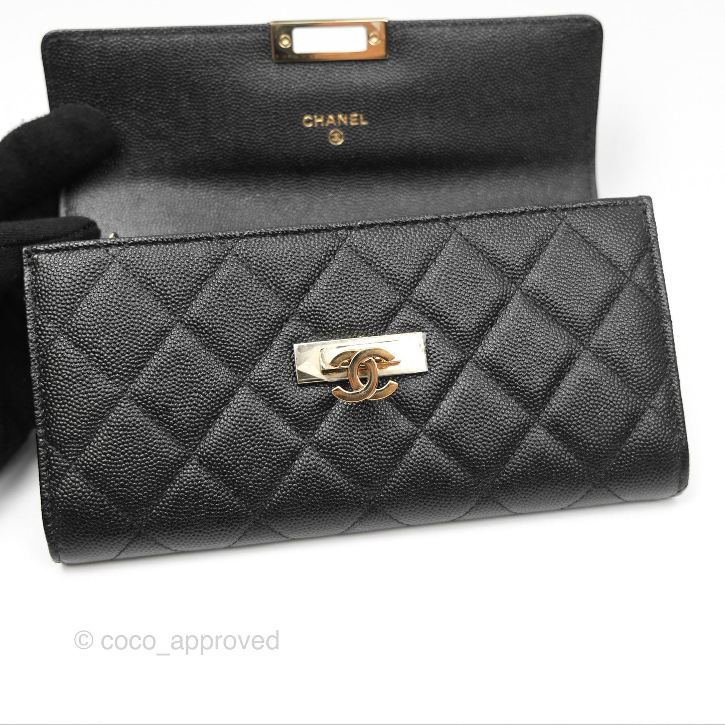 Chanel Golden Class Black Caviar Wallet Gold Hardware