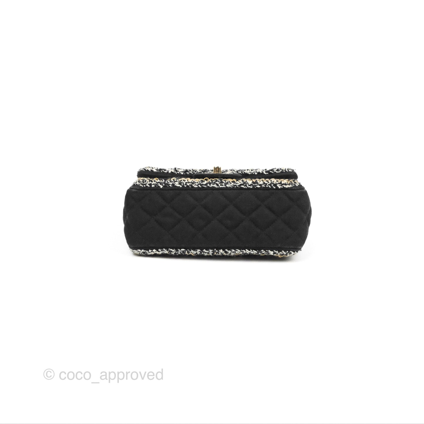Chanel Mini Rectangular Flap Bag Black Denim Braided Gold Hardware 18A