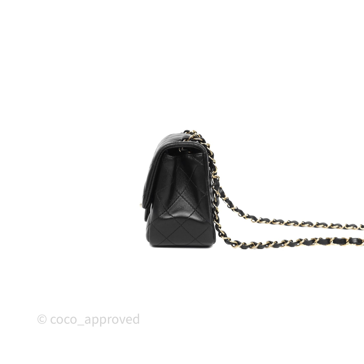 Chanel Mini Square Quilted Black Lambskin Gold Hardware