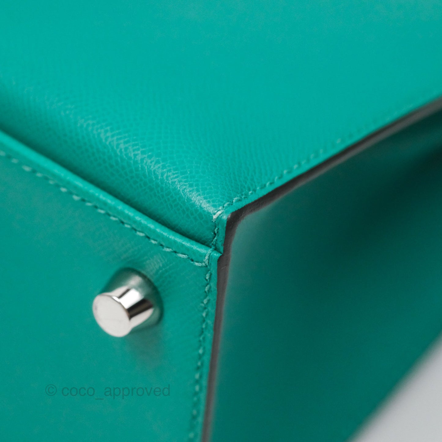 Hermès Sellier Kelly 25 Madame Leather Vert Verone U1/ Bleu De Prusse 7P Palladium Hardware