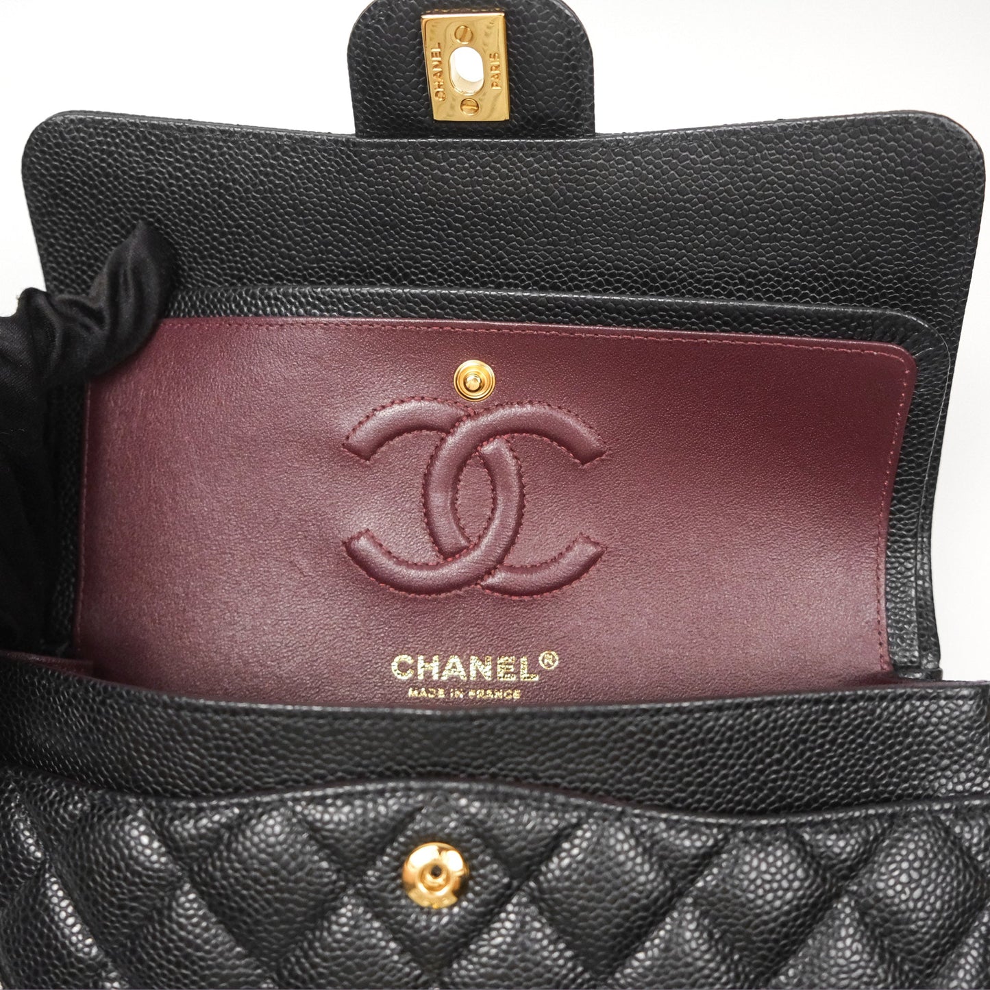 Chanel Small Classic Flap Quilted Black Caviar Gold Hardware