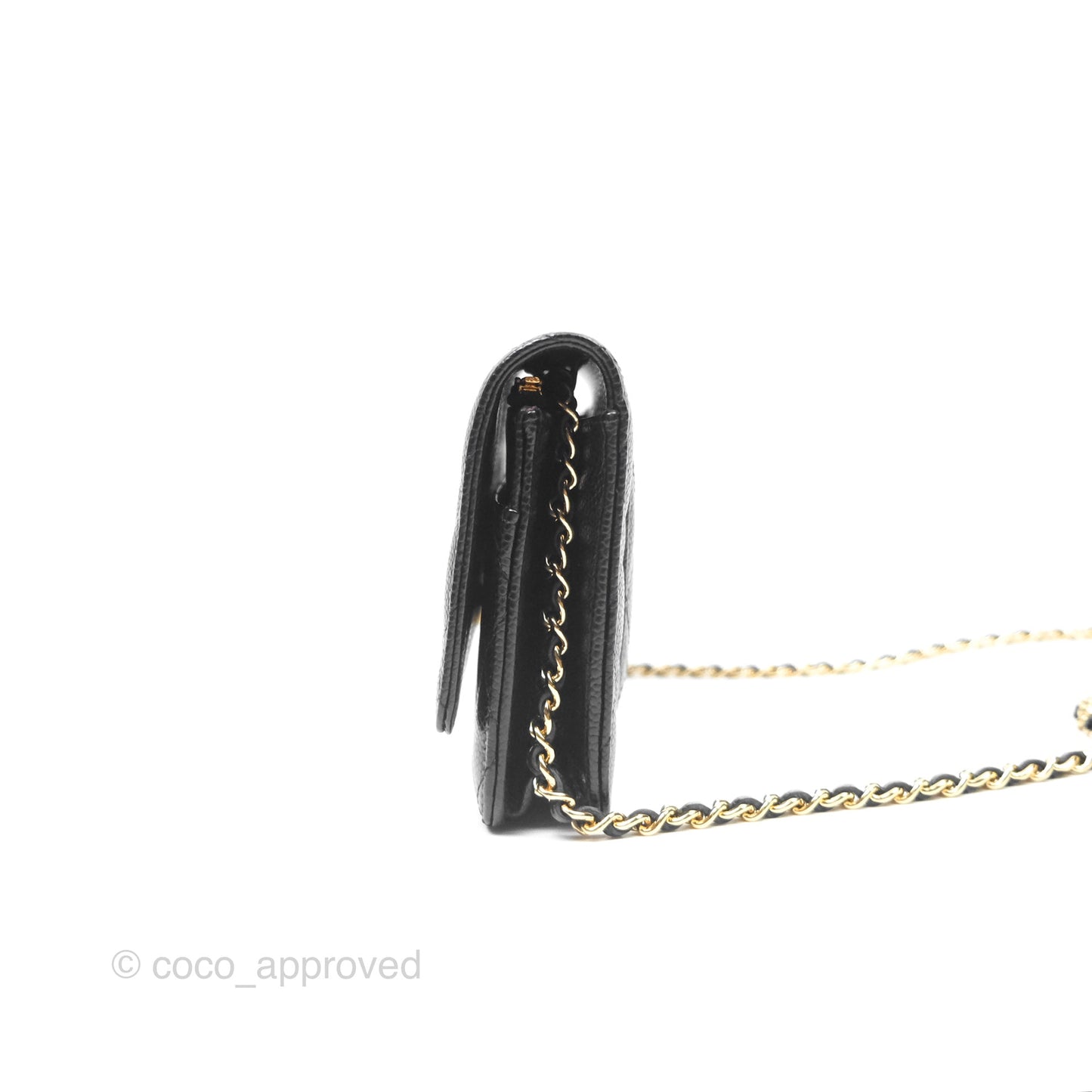 Chanel Classic Wallet On Chain WOC Quilted Black Caviar Gold Hardware