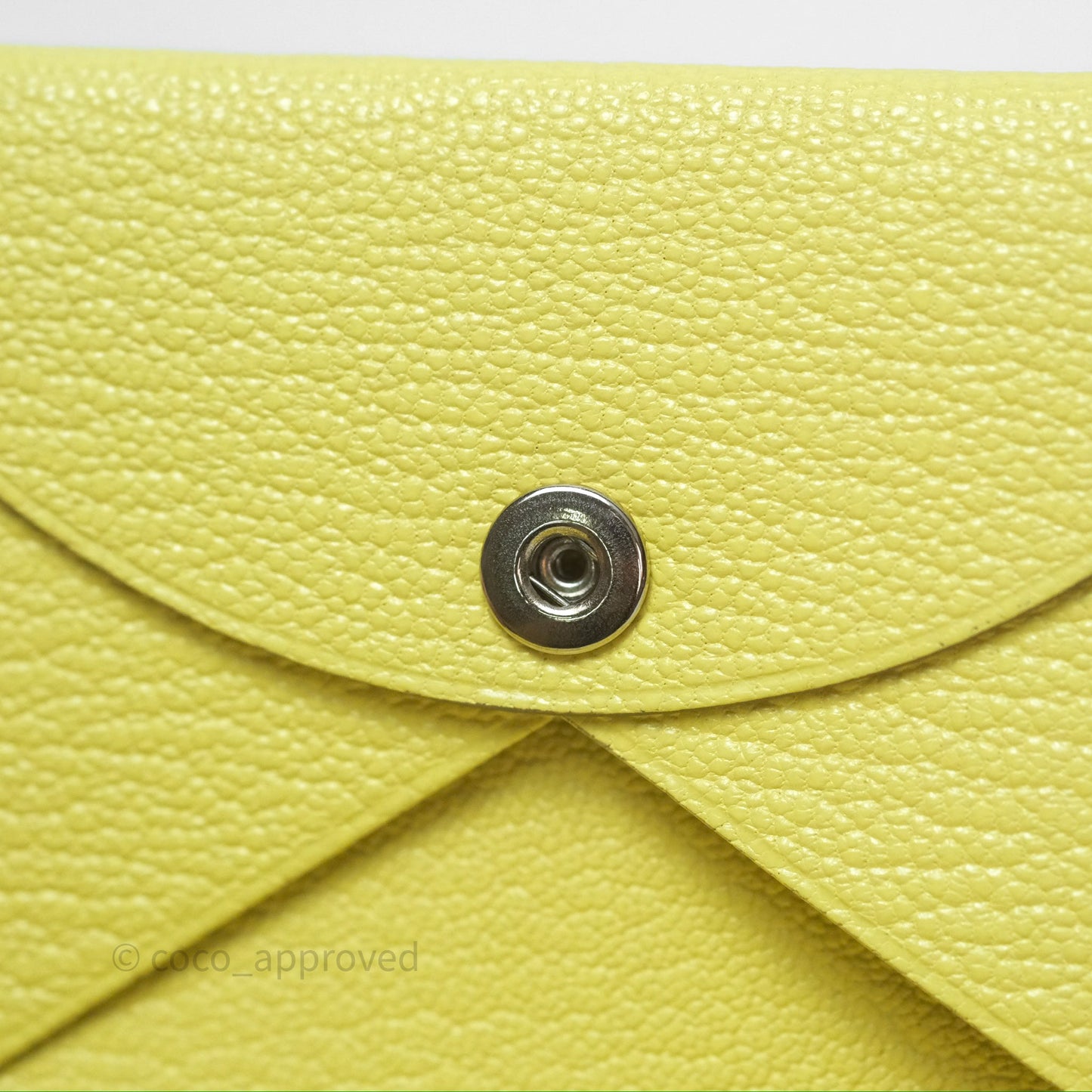 Hermès Calvi Card Holder Limoncello Chèvre Mysore Palladium Hardware