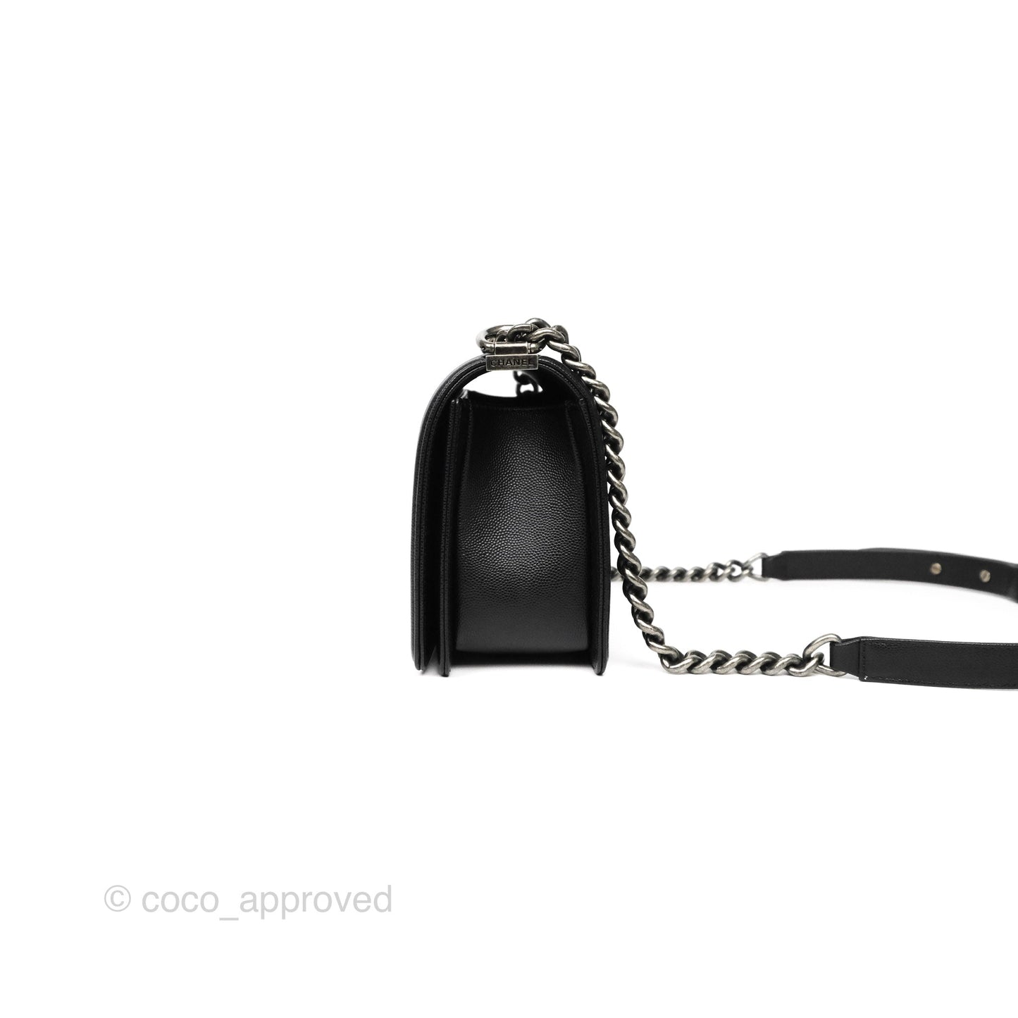 Chanel Medium Boy Quilted Black Caviar Ruthenium Hardware