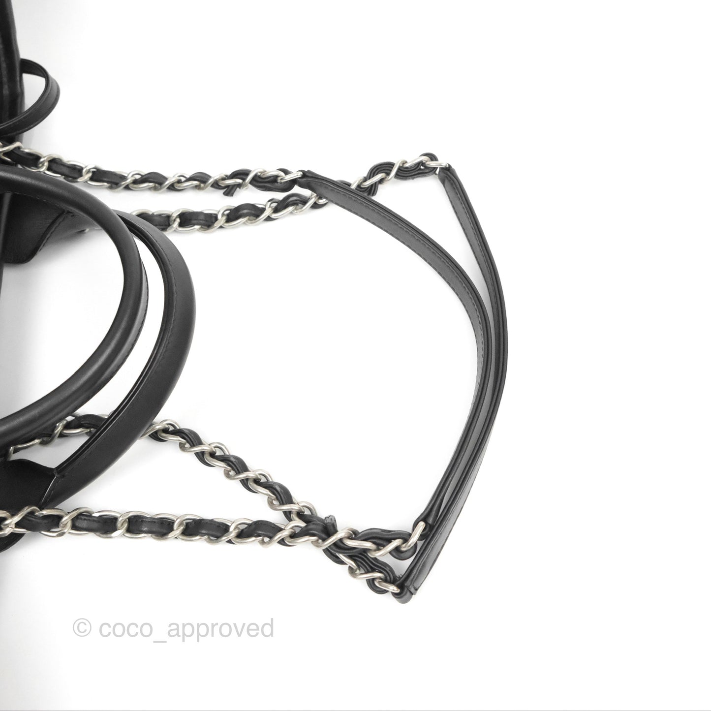 Chanel Large Deauville Black White Striped Canvas Aged Silver Hardware 23S