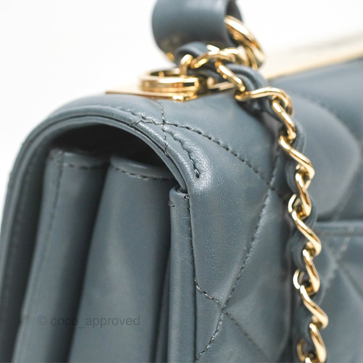 Chanel Small Trendy CC Grey Blue Lambskin Gold Hardware