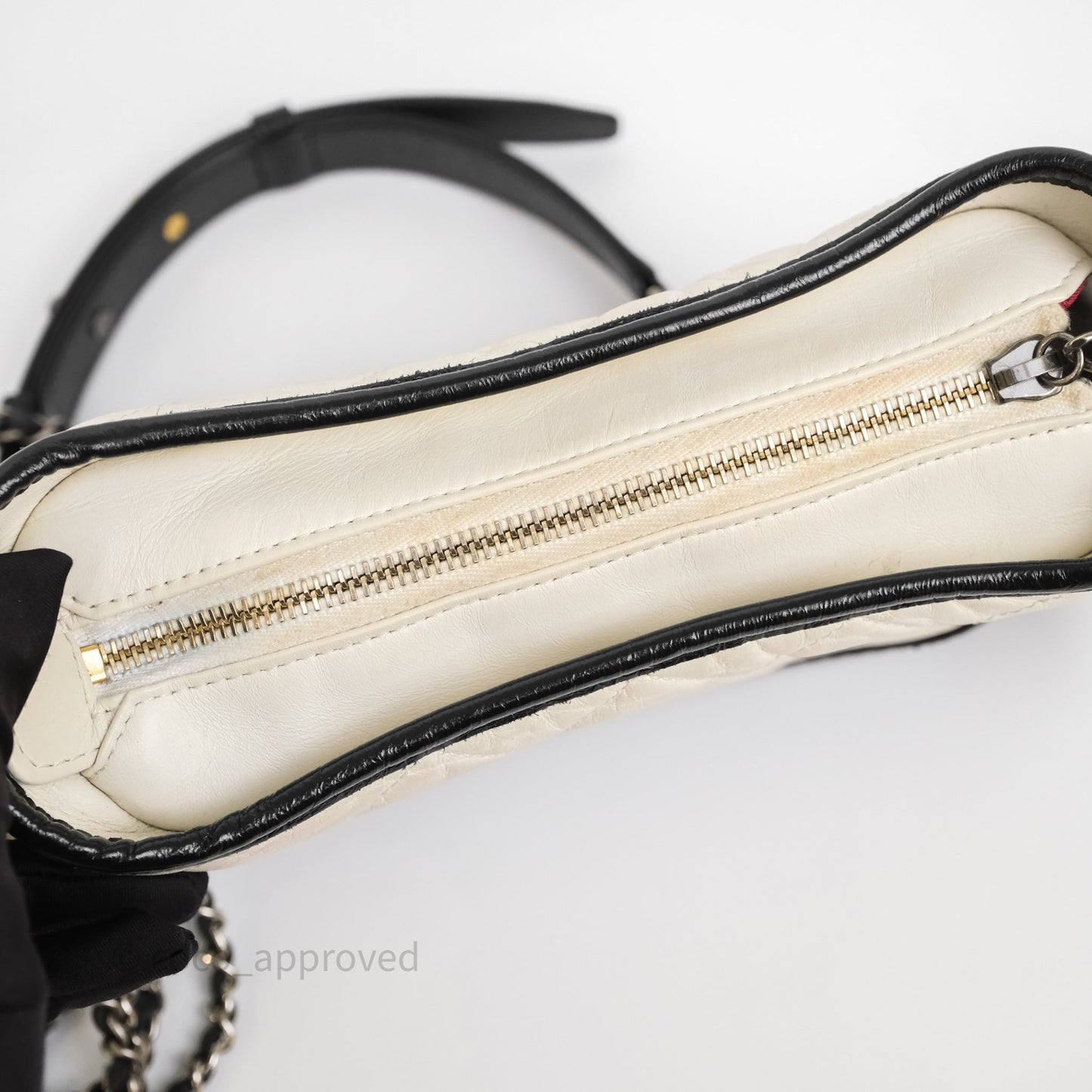 Chanel Small Gabrielle Hobo Quilted Black White Aged Calfskin
