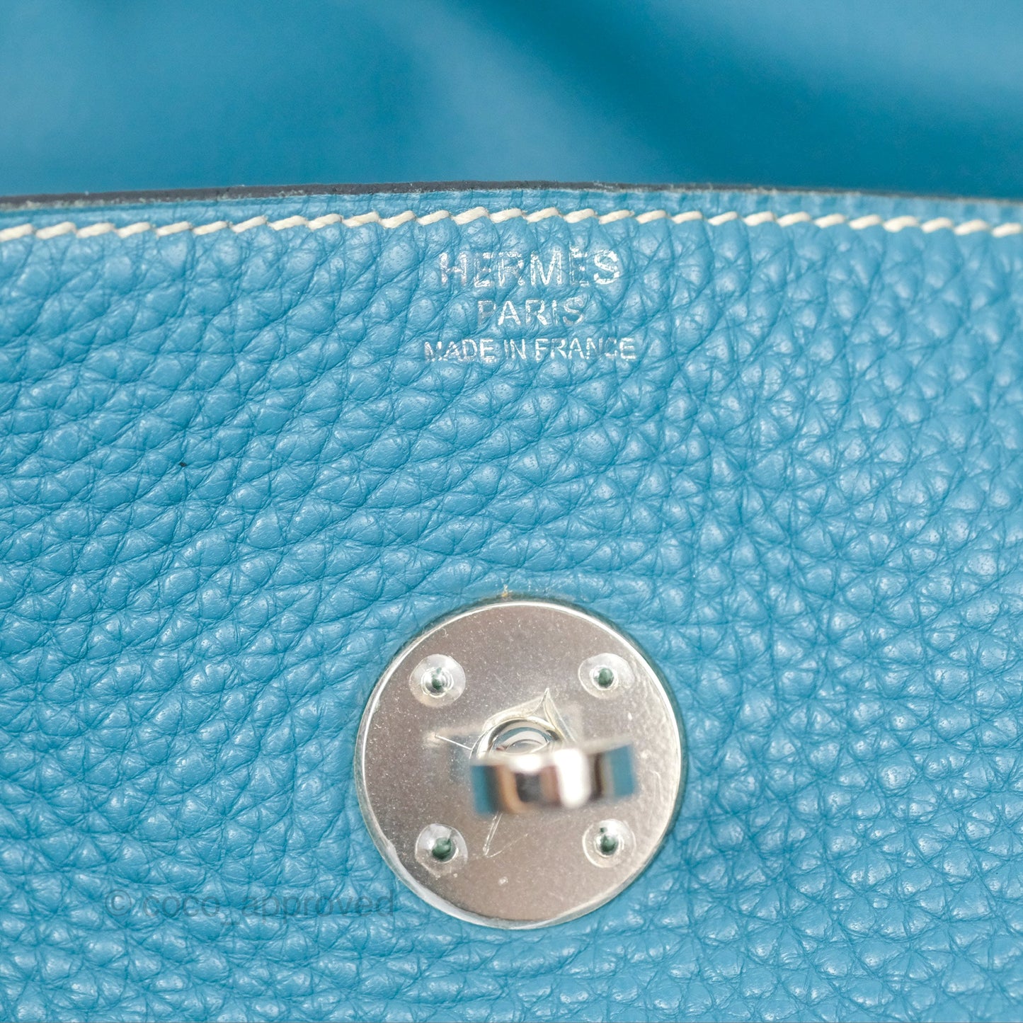Hermès Lindy 34 Blue Jean Clemence Palladium Hardware