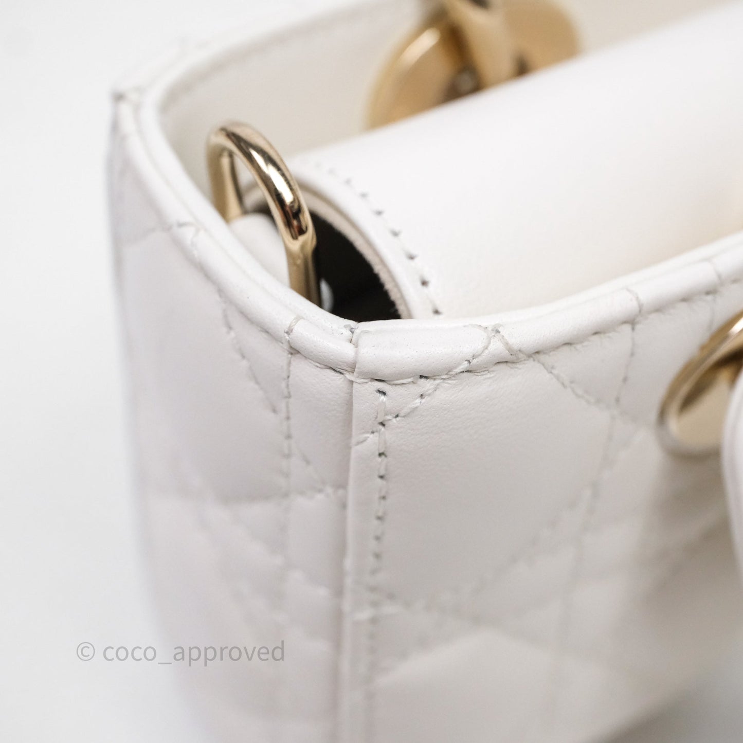 Christian Dior Mini Lady D-Joy White Light Gold Hardware