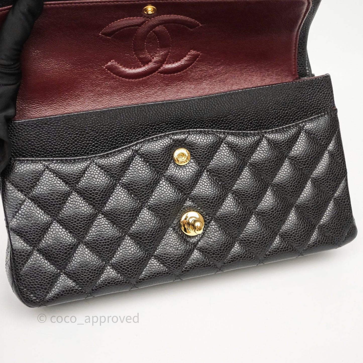 Chanel Classic M/L Medium Flap Quilted Black Caviar Gold Hardware