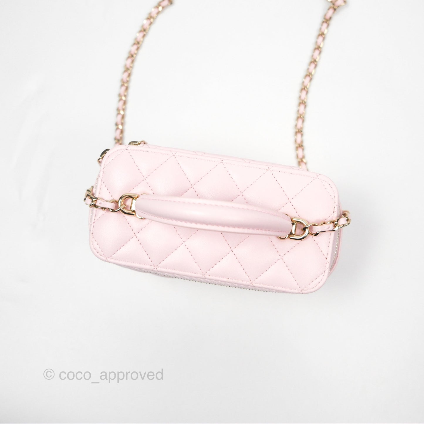 Chanel Vanity Rectangular Top Handle Pink Lambskin Gold Hardware