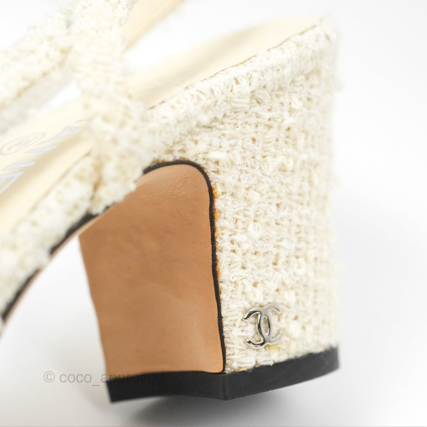 Chanel Classic Slingback Tweed White Black Size 38.5