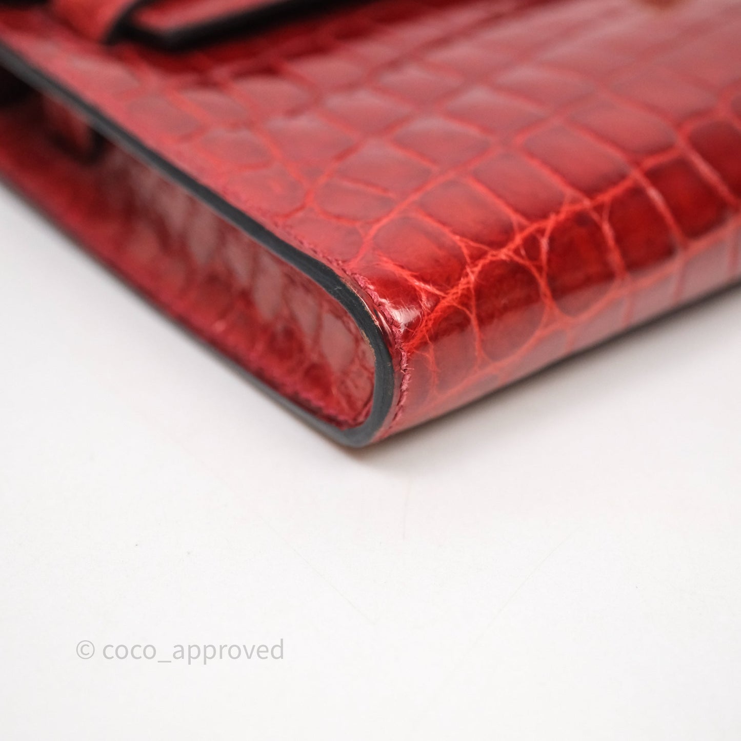 Hermes Kelly Cut Rouge H Shiny Niloticus Crocodile Gold Hardware
