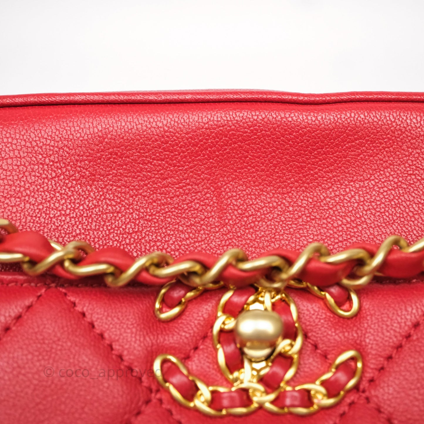 Chanel Infinity Camera Case Red Goatskin Aged Gold Hardware