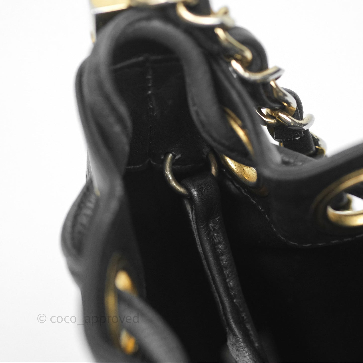Chanel Vintage Mini CC Bucket Bag Black Lambskin Gold Hardware
