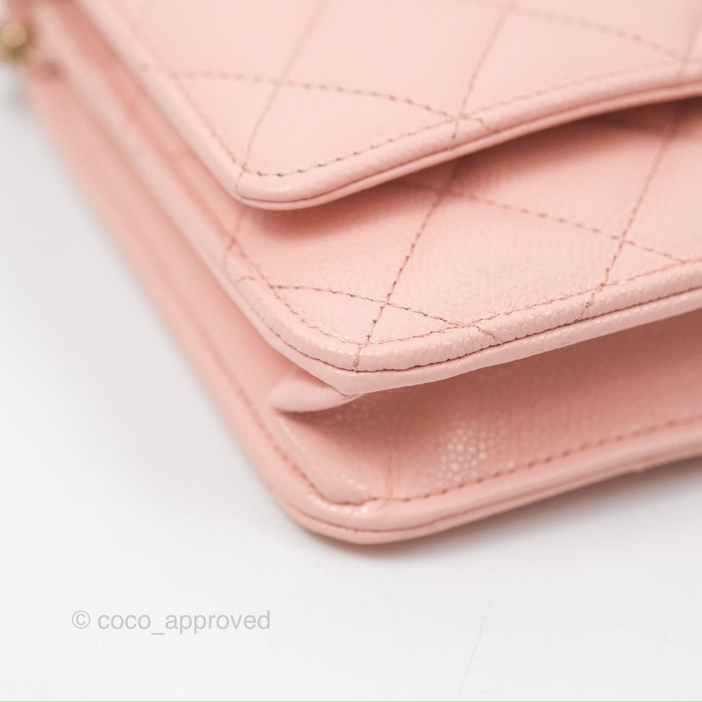 Chanel Quilted Classic Wallet on Chain WOC Light Pink Caviar Gold Hardware
