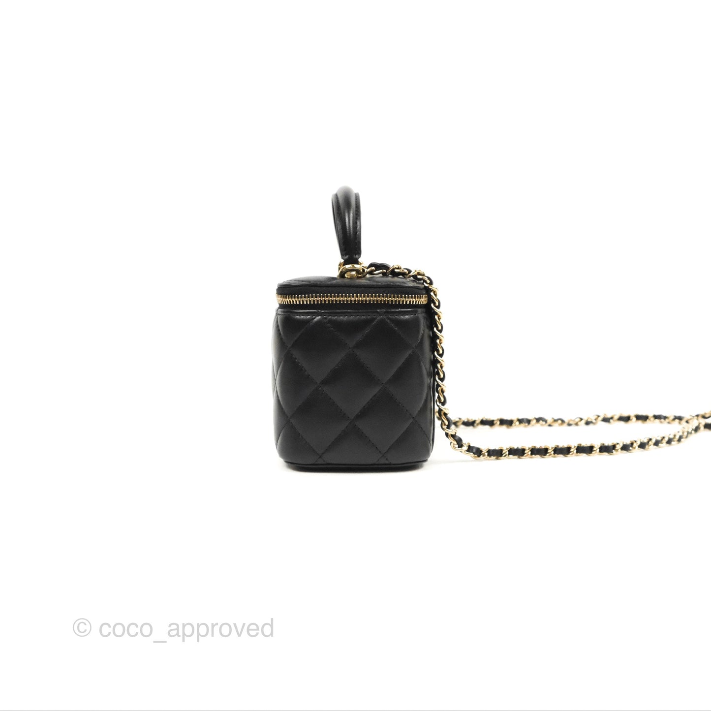 Chanel Vanity Rectangular Top Handle Black Lambskin Gold Hardware