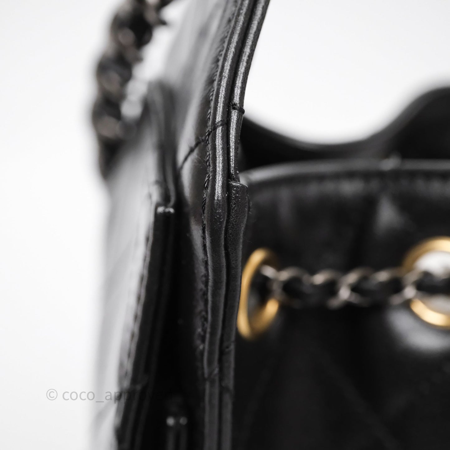 Chanel 25 Mini Black Shiny Crumpled Calfskin Mixed Hardware