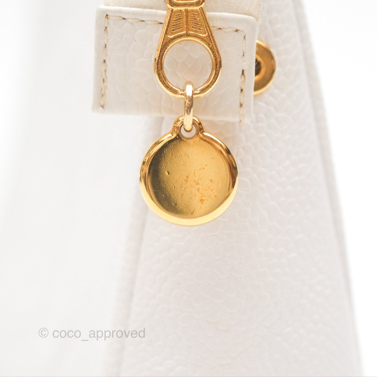 Chanel Vintage CC Clutch White Caviar Gold Hardware