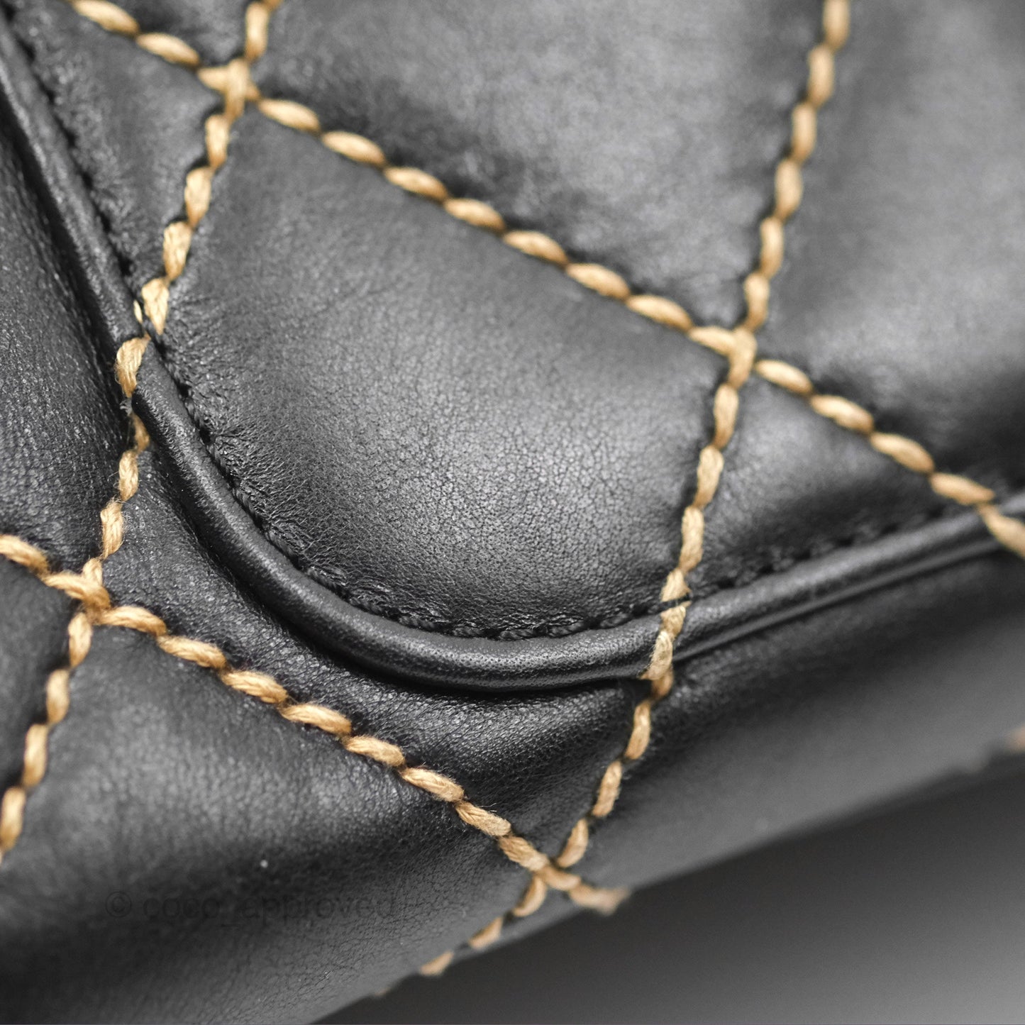 Chanel Vintage Wild Stitch Tote Bag Lambskin Black