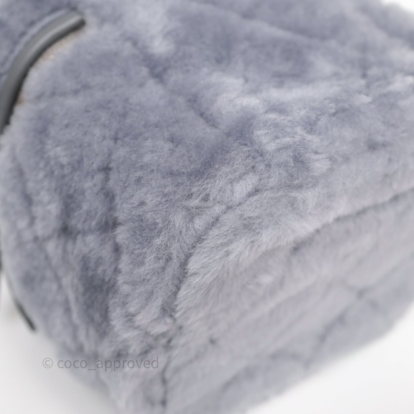 Chanel Vanity Case Grey Shearling Lambskin Gold Hardware 22A