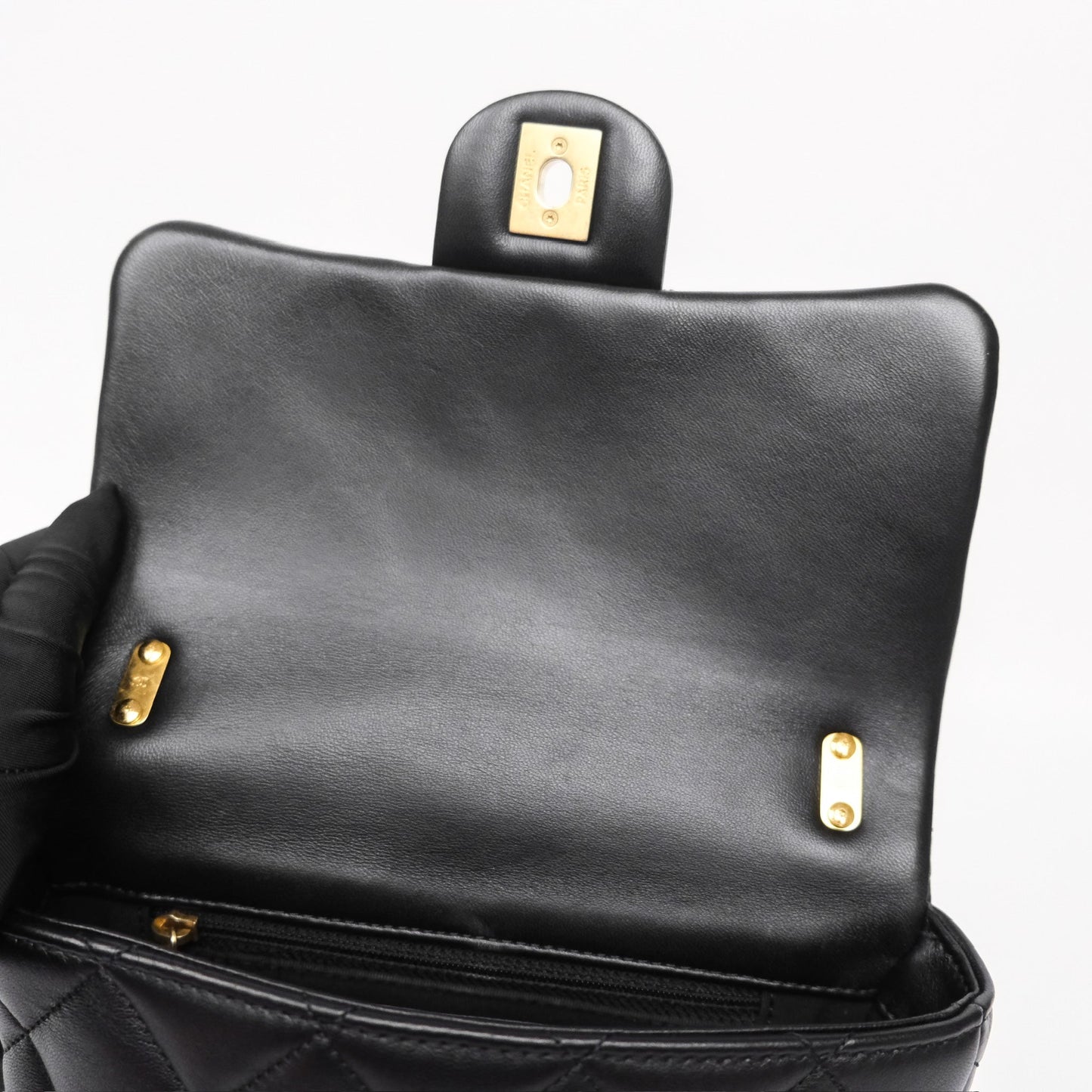 Chanel Small Funky Town Black Lambskin Aged Gold Hardware