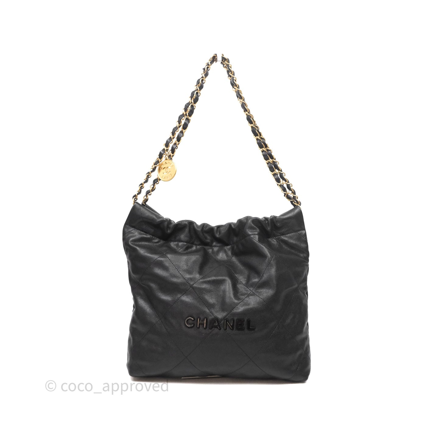 Chanel 22 Small Black Caviar Aged Gold Hardware