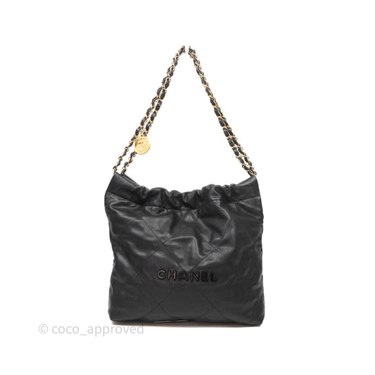 Chanel 22 Small Black Caviar Aged Gold Hardware