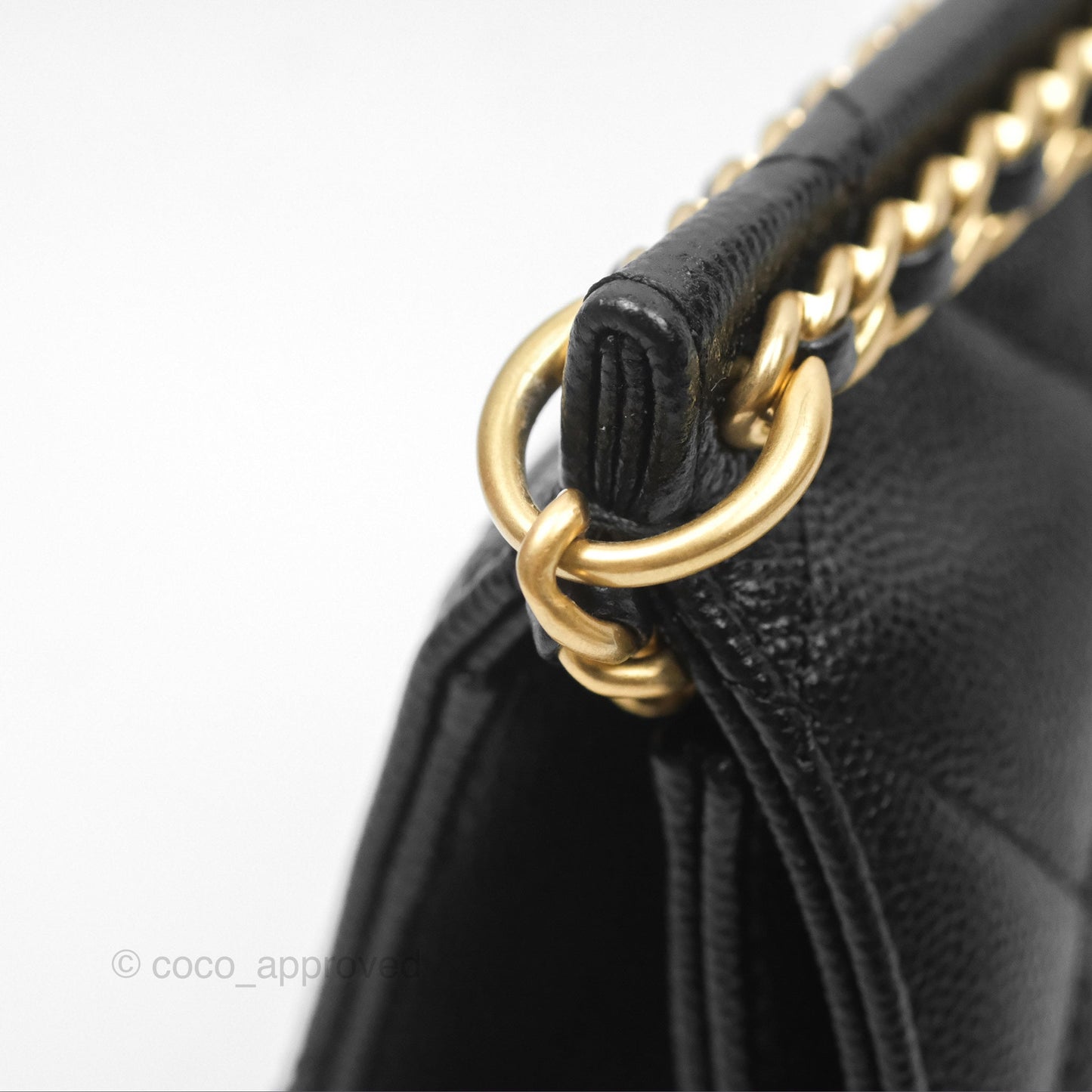 Chanel Chain Flap Bag Black Caviar Aged Gold Hardware 23A