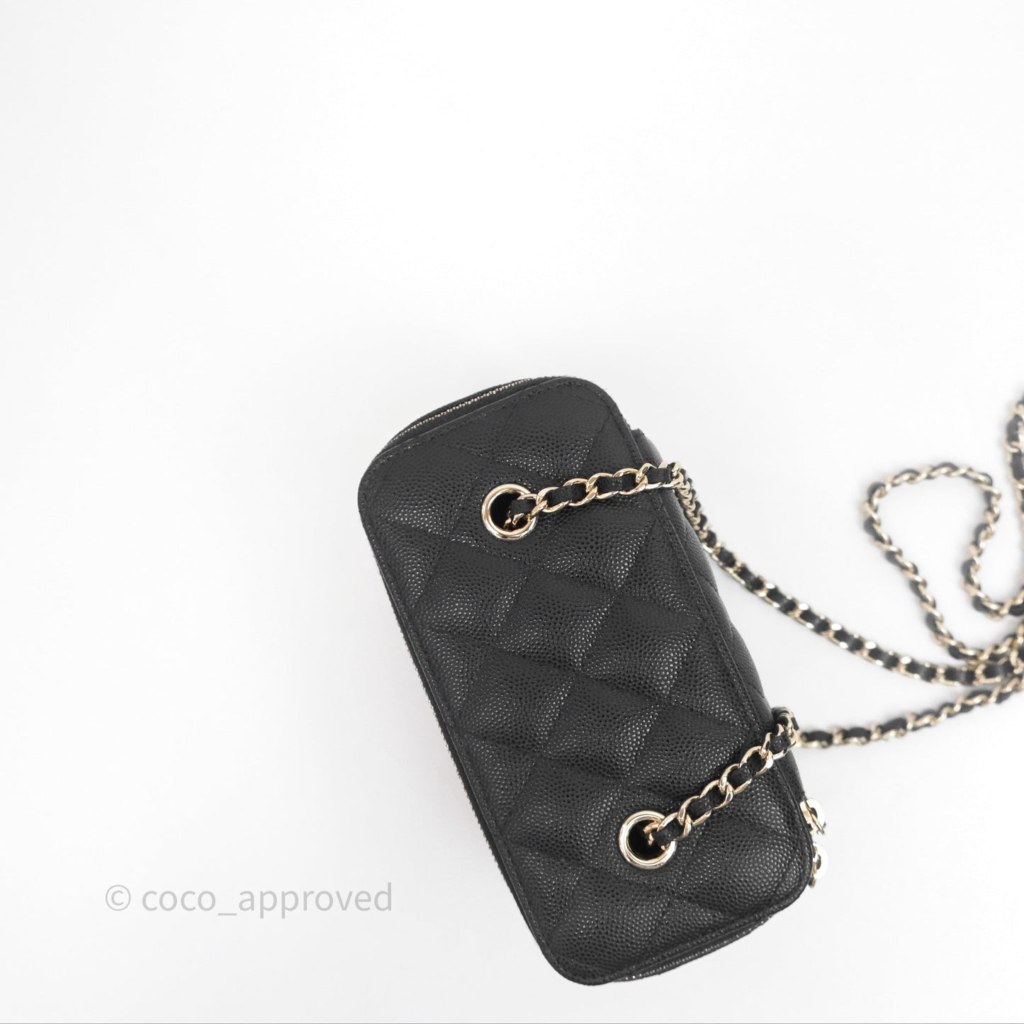 Chanel Vanity Rectangular With Chain Black Caviar Gold Hardware