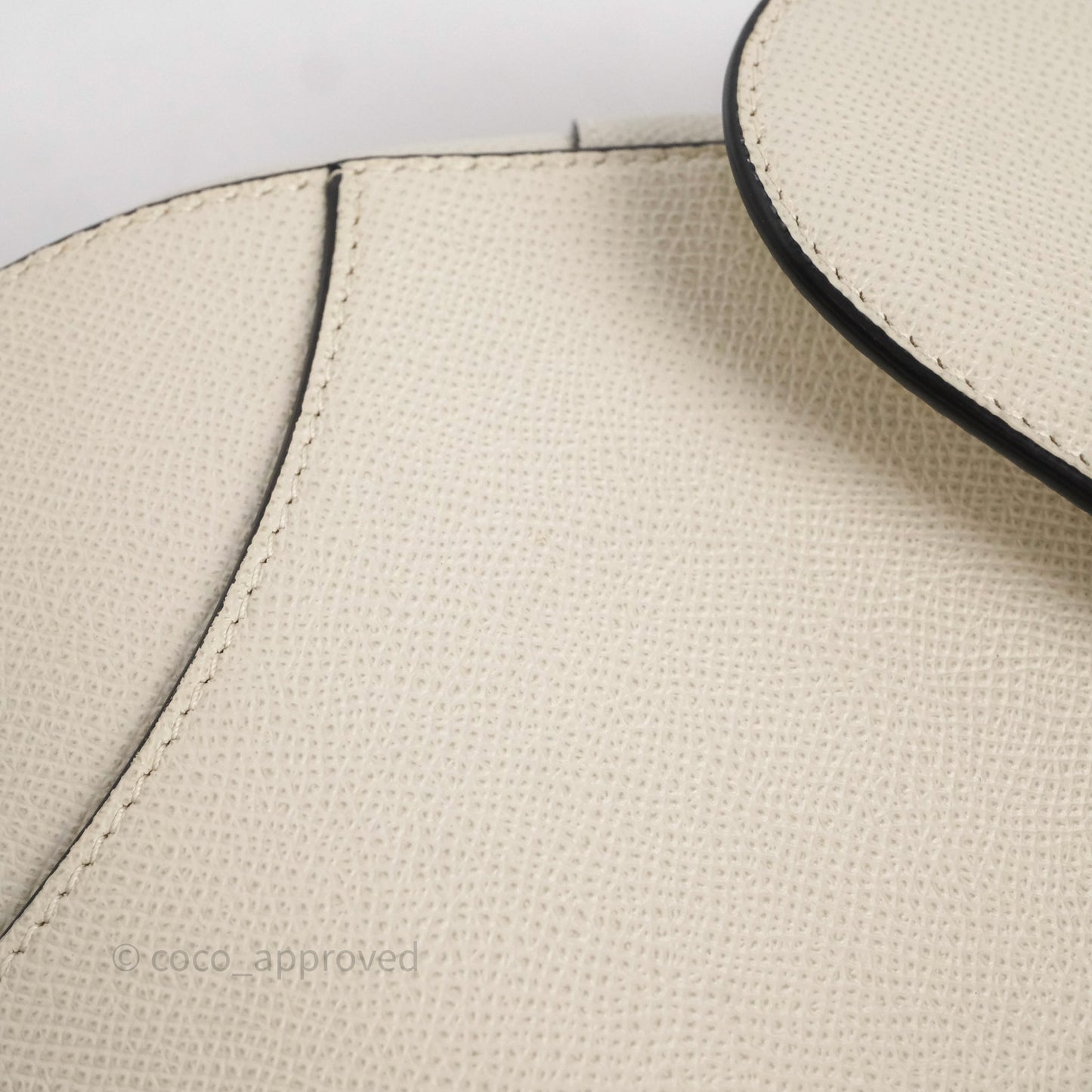 Christian Dior Saddle Bag White Grained Calfskin Gold Hardware