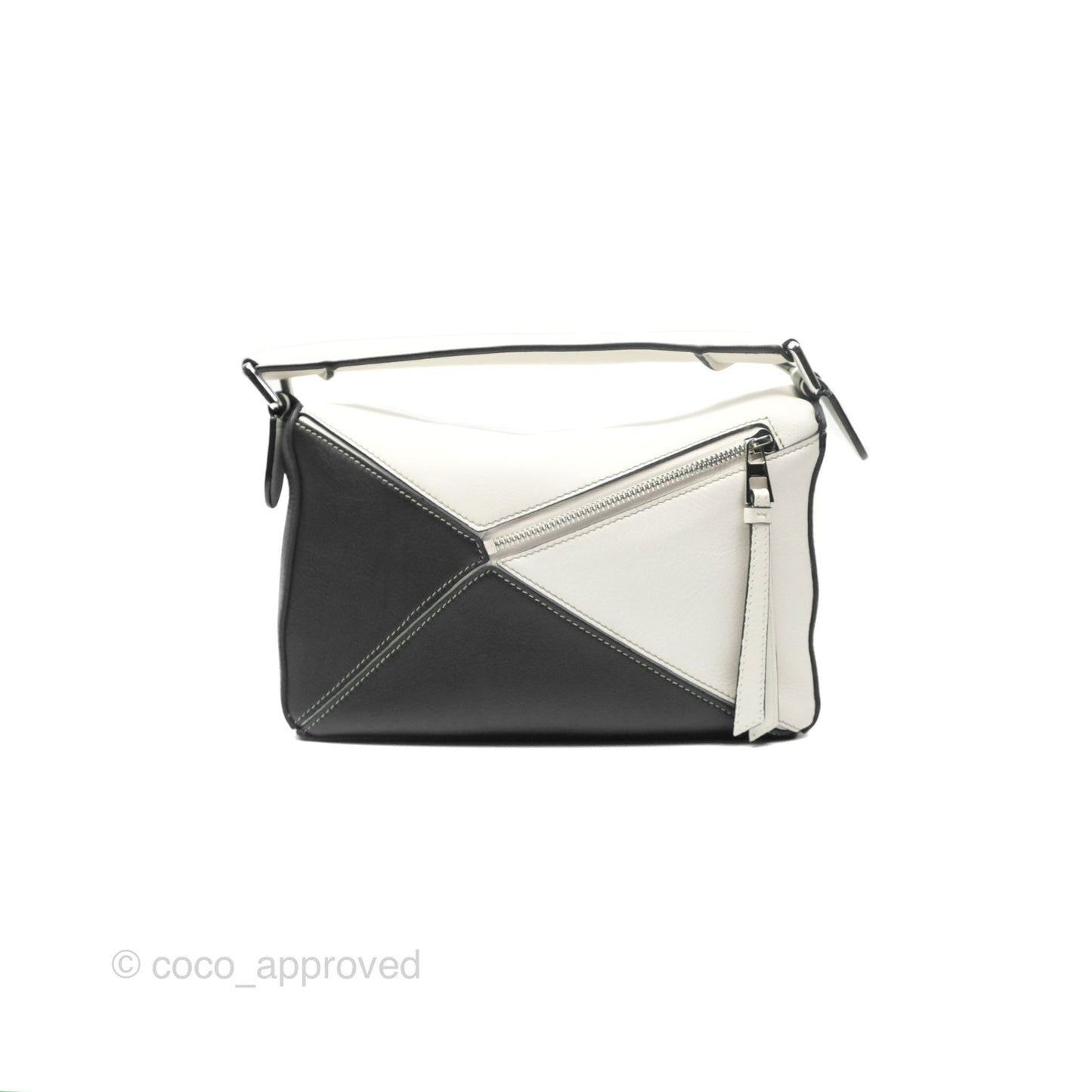 Loewe Small Puzzle Bag Soft White/ Rosemary Calfskin Silver Hardware