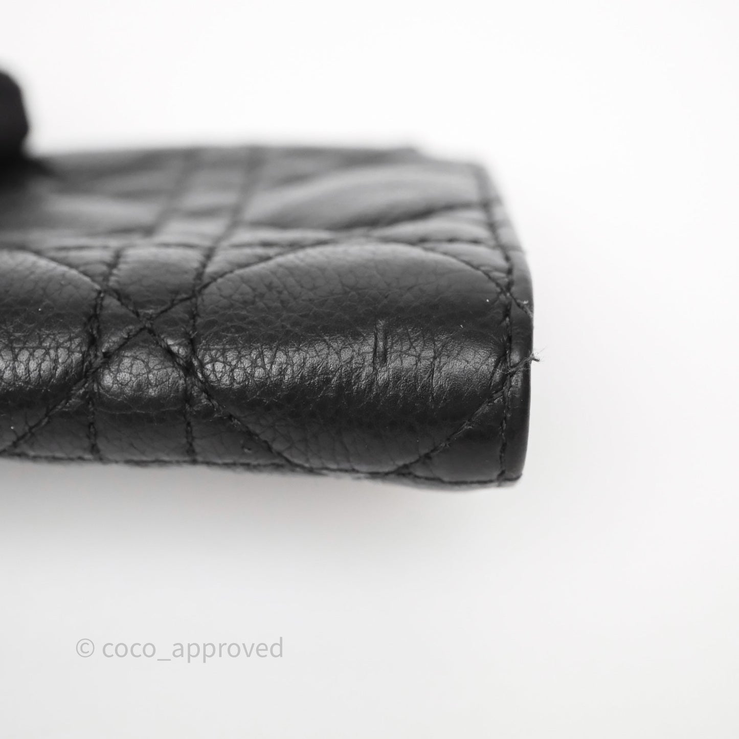 Christian Dior Caro Dahlia Wallet Black Calfskin Gold Hardware