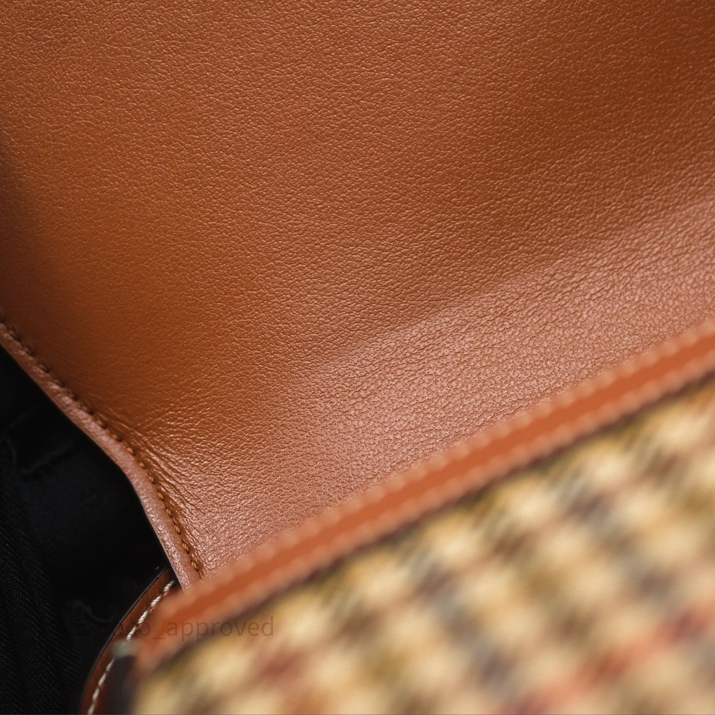 Celine Clutch on Strap in Tartan Textile and Natural Calfskin