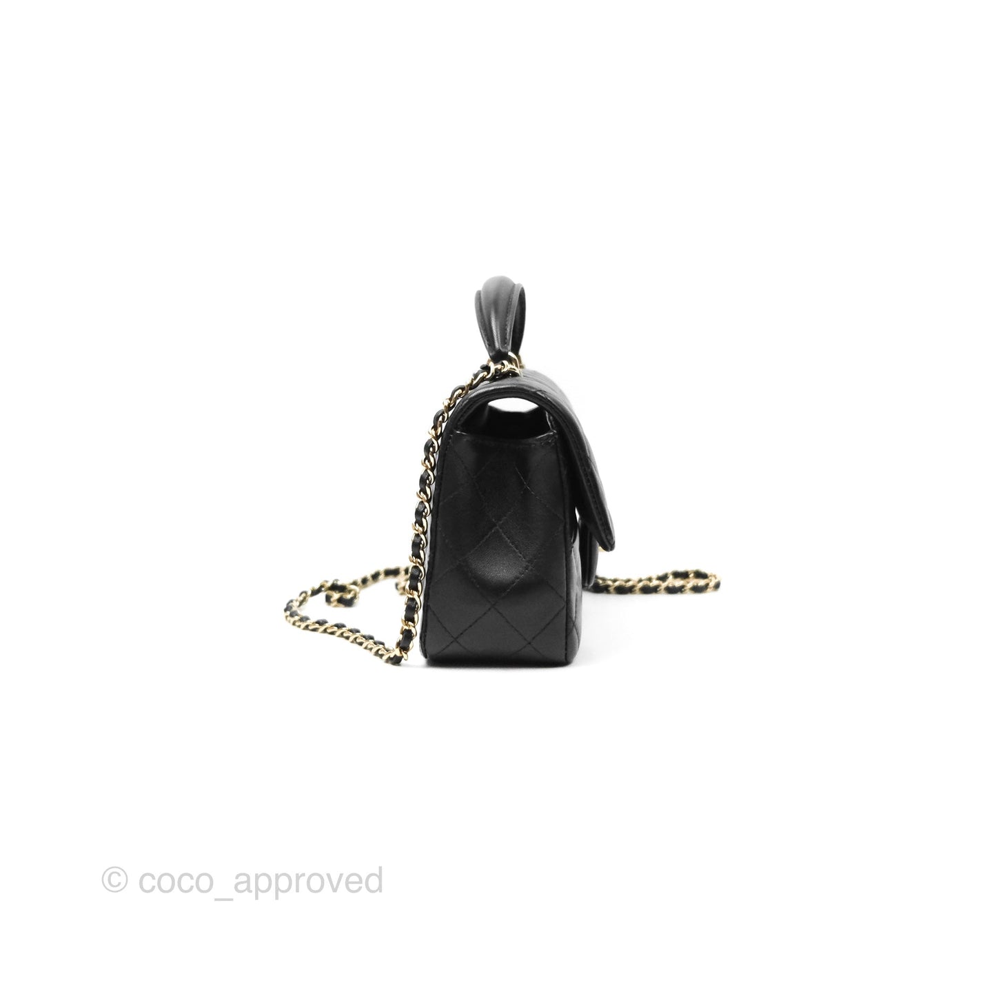 Chanel Top Handle Mini Rectangular Flap Bag Black Lambskin Gold Hardware